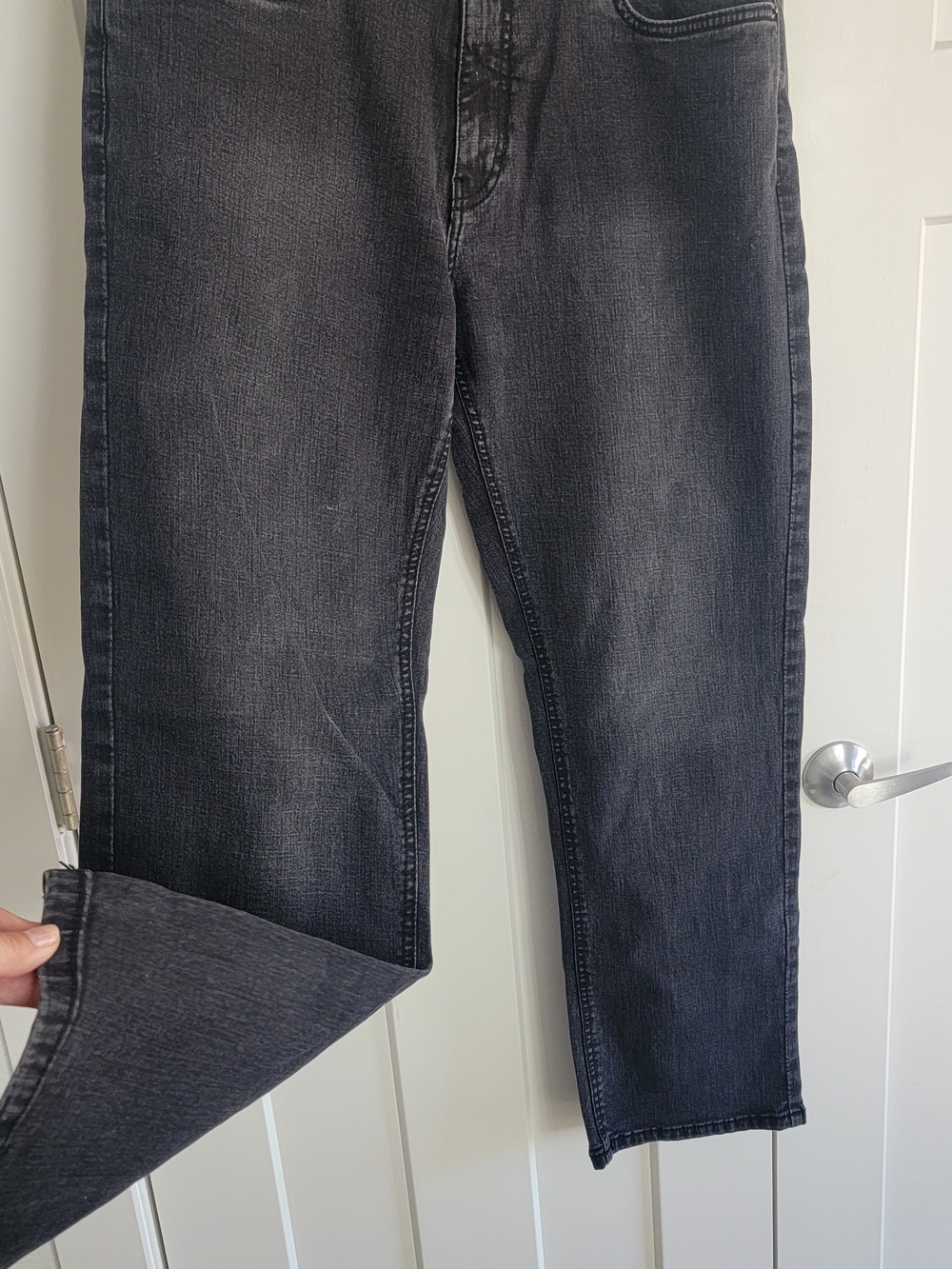 Urban Star Men's Black Denim Straight Leg Jeans Regular Fit Stretch 5-Pocket
